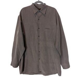 Bruno Shirt Mens XLT Brown Check Long Sleeve Button Front Relaxed Fit Casual